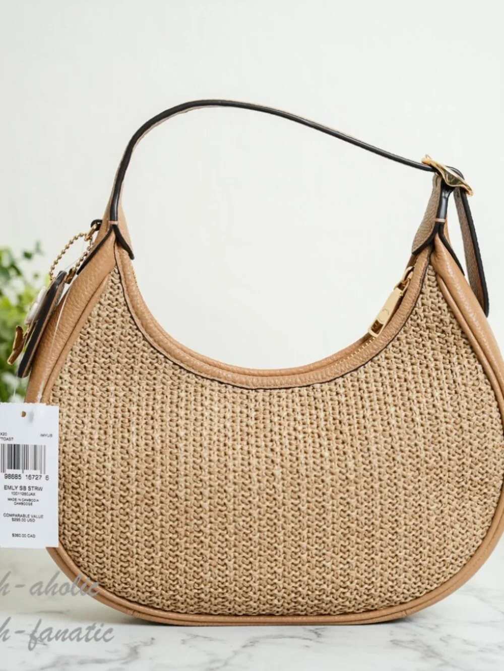 Coach CDX20 Emily Shoulder Bag Crossbody straw/Gold/Toast NWT - Picture 7 of 11
